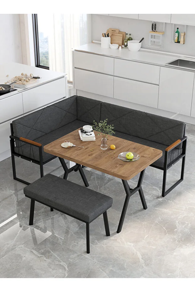 Src 70x110 Atlantik Masalı, Köşe Takımı, Mutfak, Balkon Köşe Takımı, Mutfak Masası Takımı - Antrasit